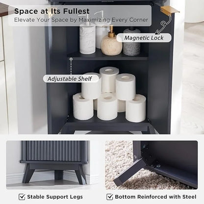 68 Modern Tall Corner Cabinet, Storage Cabinet with Faux Marble Top