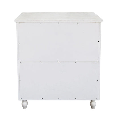 Vintage Free-Standing Buffet Cabinet with 2 Carved Doors,Brown and White, 34.5 H - 31.3x 14.2x 34.5