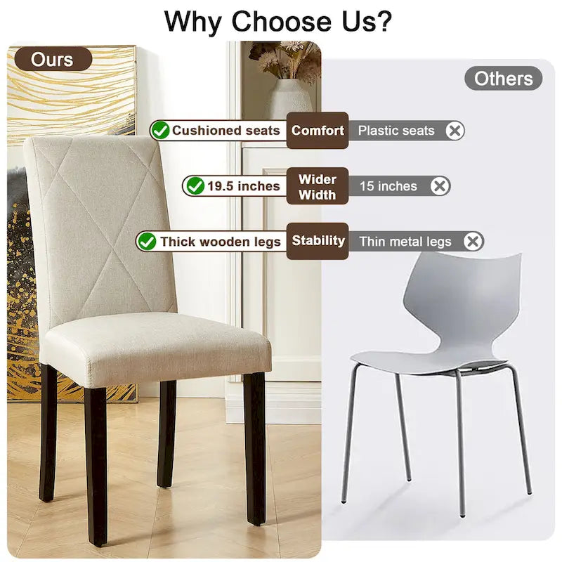 Dining Chairs Set of 2/4/6, Upholstered Kitchen Chairs Dining Room Side Chair with Padded Seat Back