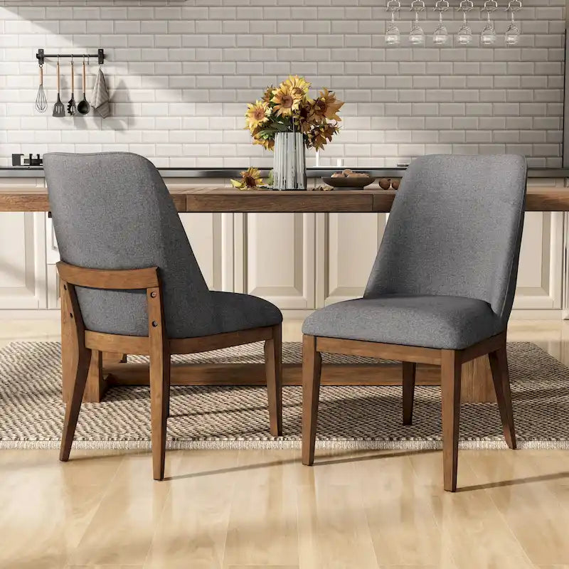 Rounded Solid Wood Dining Chairs (Set of 2)