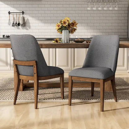 Rounded Solid Wood Dining Chairs (Set of 2)