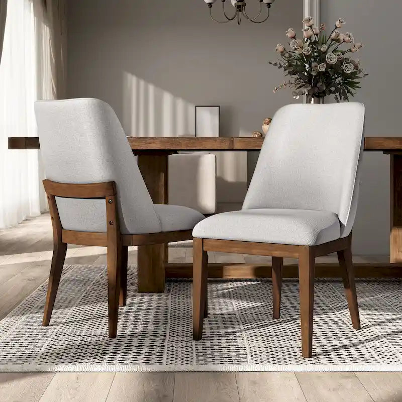 Rounded Solid Wood Dining Chairs (Set of 2)