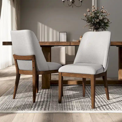 Rounded Solid Wood Dining Chairs (Set of 2)