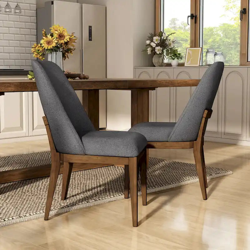 Rounded Solid Wood Dining Chairs (Set of 2)