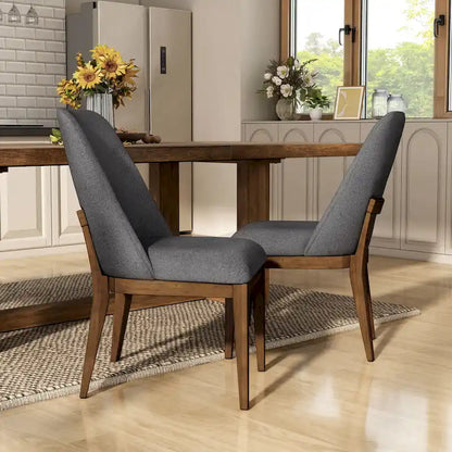 Rounded Solid Wood Dining Chairs (Set of 2)