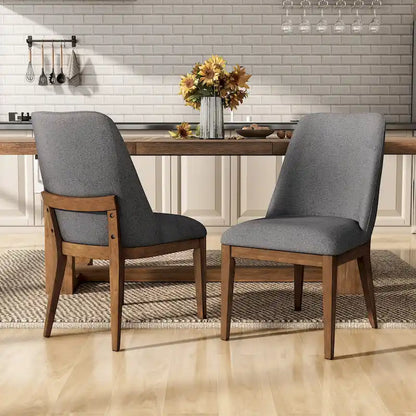 Rounded Solid Wood Dining Chairs (Set of 2)