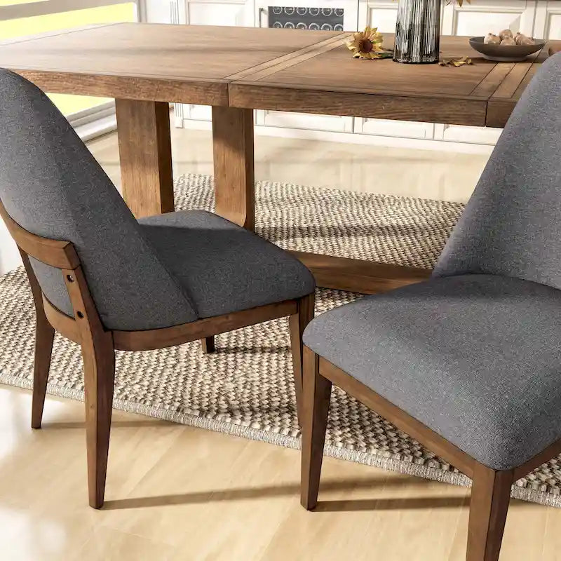 Rounded Solid Wood Dining Chairs (Set of 2)