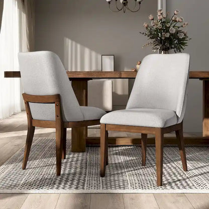 Rounded Solid Wood Dining Chairs (Set of 2)