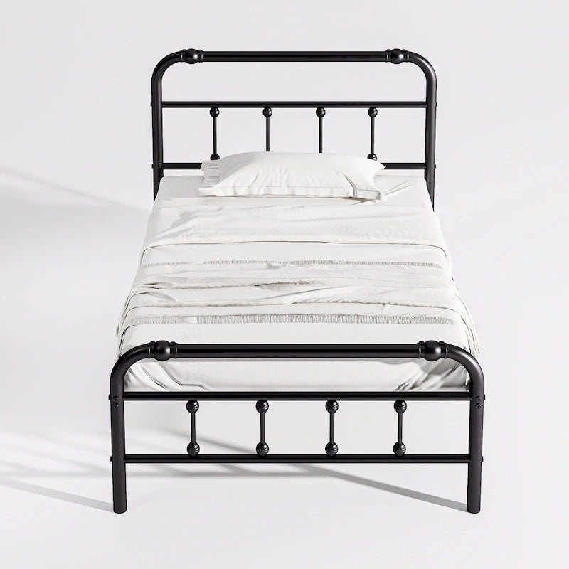 14 Inch Meatl Platform Bed With Headboard And Tailboard For Storage