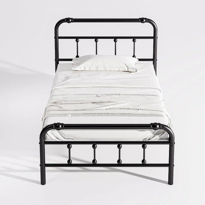 14 Inch Meatl Platform Bed With Headboard And Tailboard For Storage