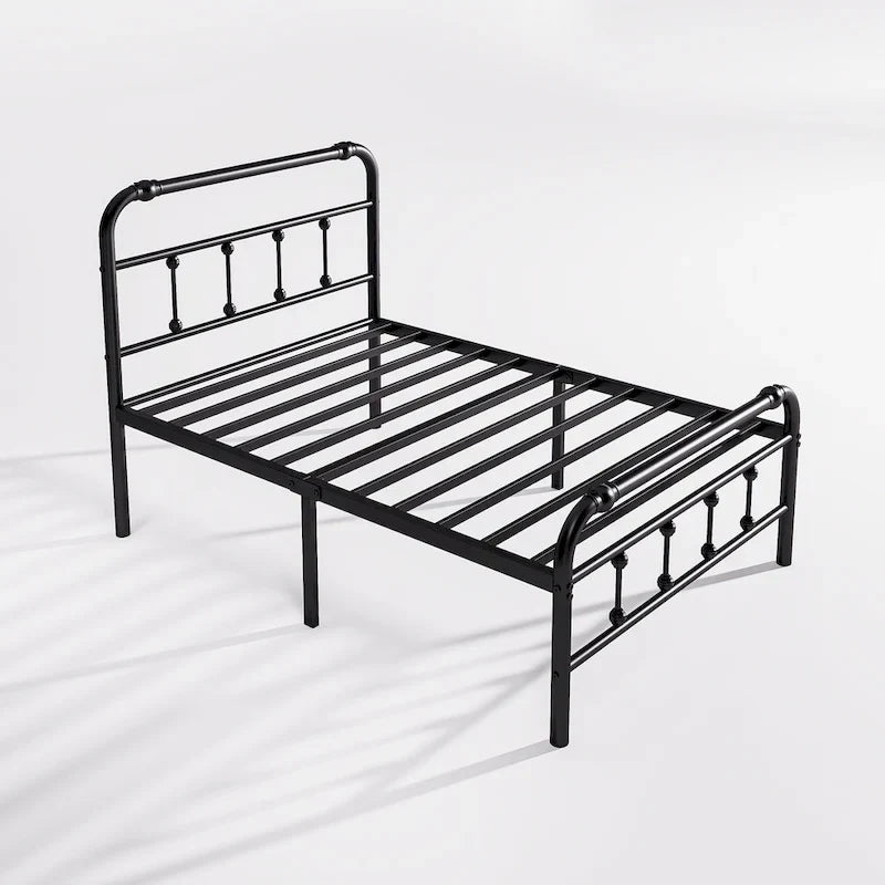 14 Inch Meatl Platform Bed With Headboard And Tailboard For Storage