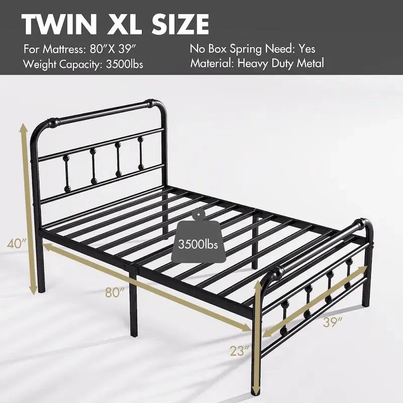 14 Inch Meatl Platform Bed With Headboard And Tailboard For Storage