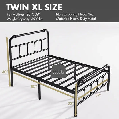 14 Inch Meatl Platform Bed With Headboard And Tailboard For Storage