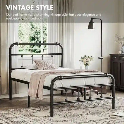 14 Inch Meatl Platform Bed With Headboard And Tailboard For Storage