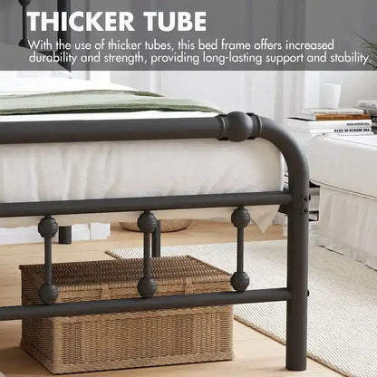 14 Inch Meatl Platform Bed With Headboard And Tailboard For Storage