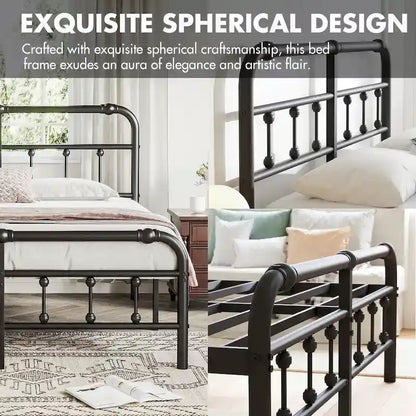 14 Inch Meatl Platform Bed With Headboard And Tailboard For Storage