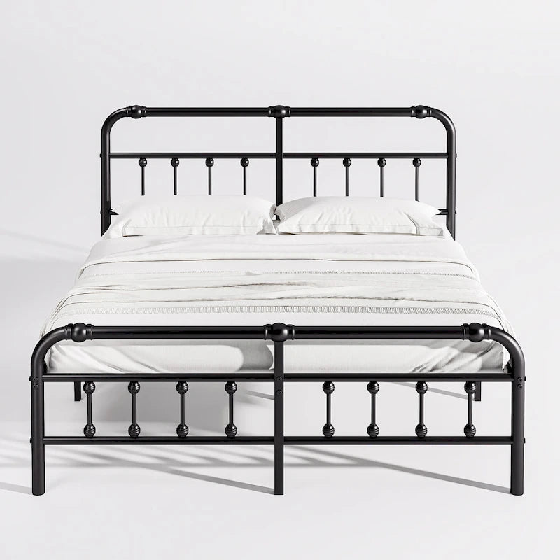 14 Inch Meatl Platform Bed With Headboard And Tailboard For Storage