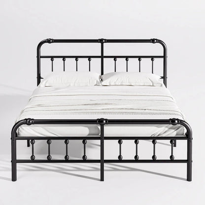 14 Inch Meatl Platform Bed With Headboard And Tailboard For Storage