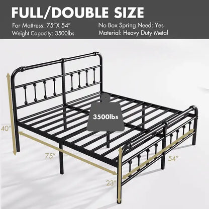 14 Inch Meatl Platform Bed With Headboard And Tailboard For Storage