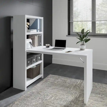 56W Bookcase Desk with Adjustable Shelves