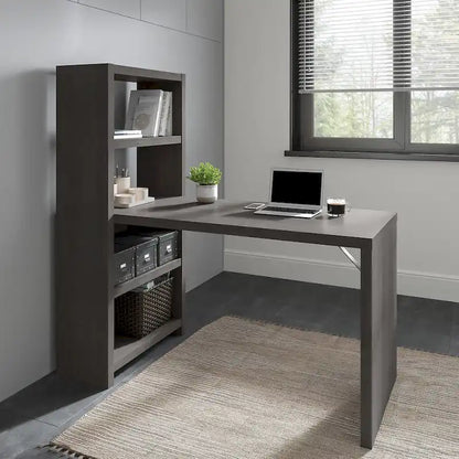 56W Bookcase Desk with Adjustable Shelves