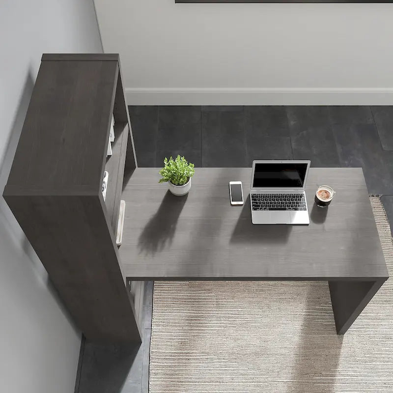 56W Bookcase Desk with Adjustable Shelves