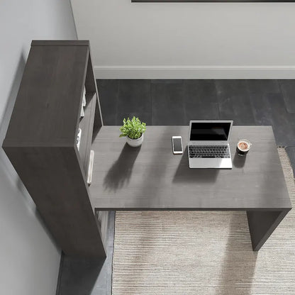 56W Bookcase Desk with Adjustable Shelves