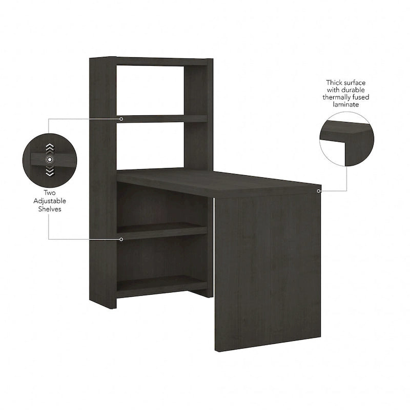 56W Bookcase Desk with Adjustable Shelves