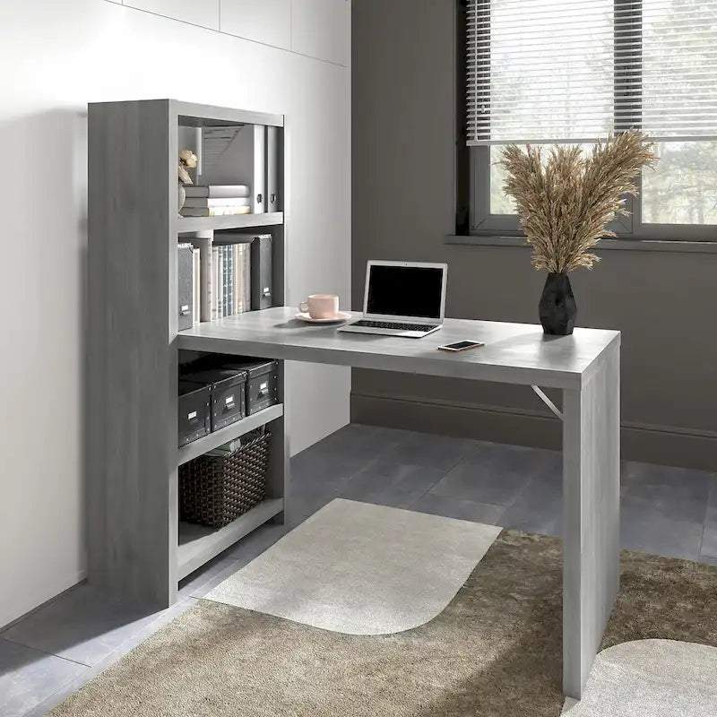 56W Bookcase Desk with Adjustable Shelves