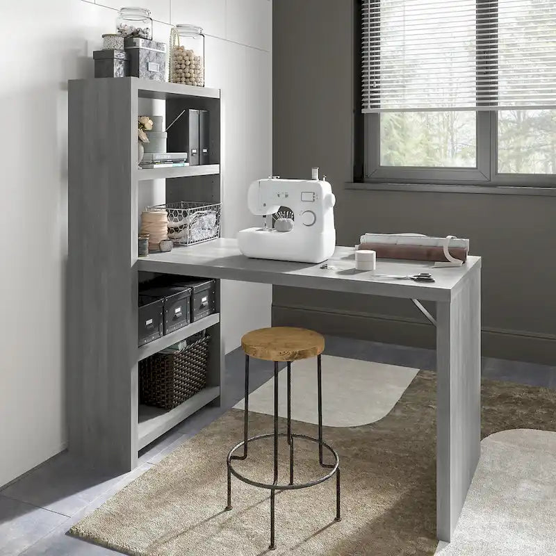 56W Bookcase Desk with Adjustable Shelves