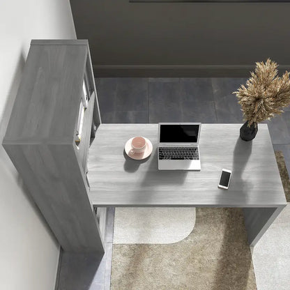 56W Bookcase Desk with Adjustable Shelves