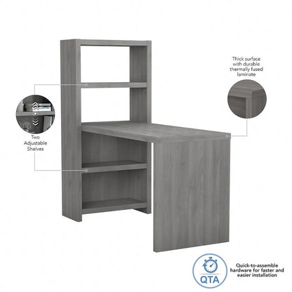 56W Bookcase Desk with Adjustable Shelves