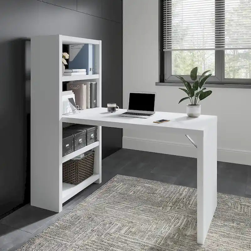 56W Bookcase Desk with Adjustable Shelves