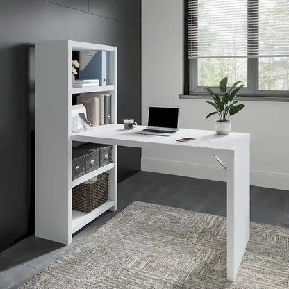 56W Bookcase Desk with Adjustable Shelves