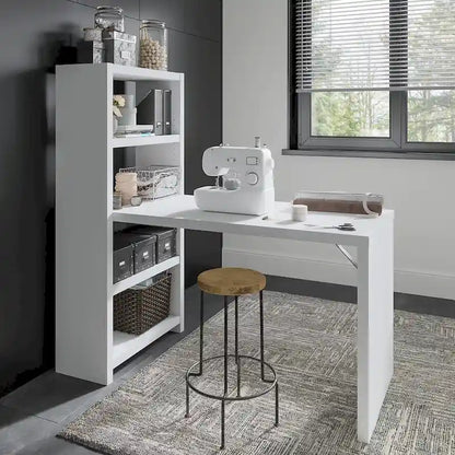 56W Bookcase Desk with Adjustable Shelves