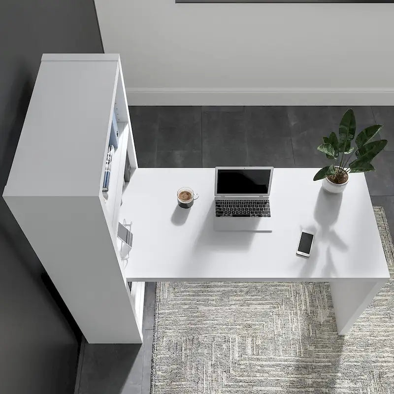 56W Bookcase Desk with Adjustable Shelves