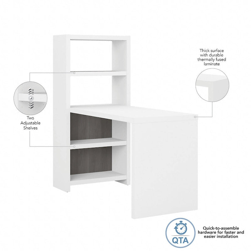 56W Bookcase Desk with Adjustable Shelves