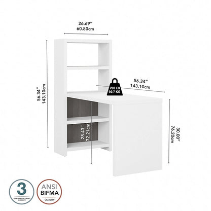 56W Bookcase Desk with Adjustable Shelves